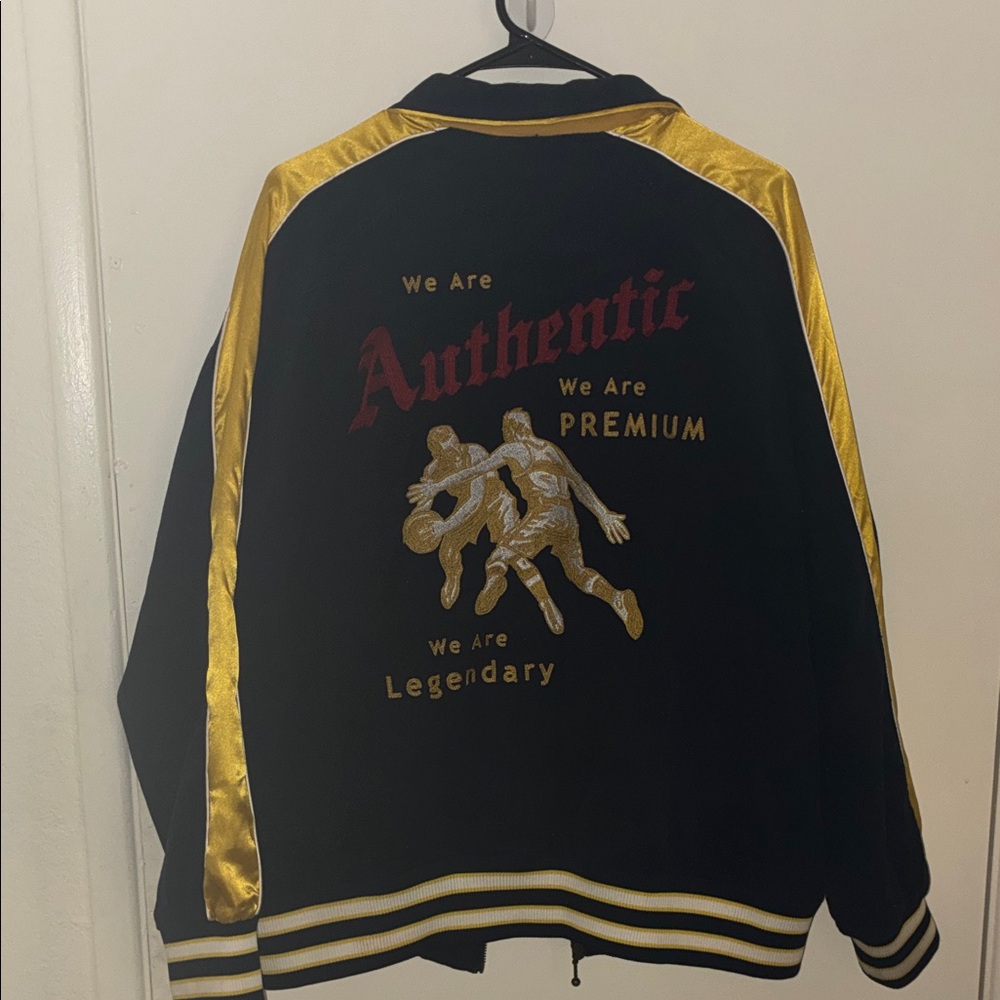 Mitchell & Ness Blue and Gold Satin-Trim Track Jacket - Picture 7 of 8